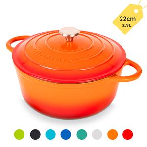Cast Iron Kitchen Pot with Lid – Non-Stick Ovenproof Enamelled Casserole Pot, Oven Safe up to 500° F – Sturdy Dutch Oven Cookware – 2.9L 22cm