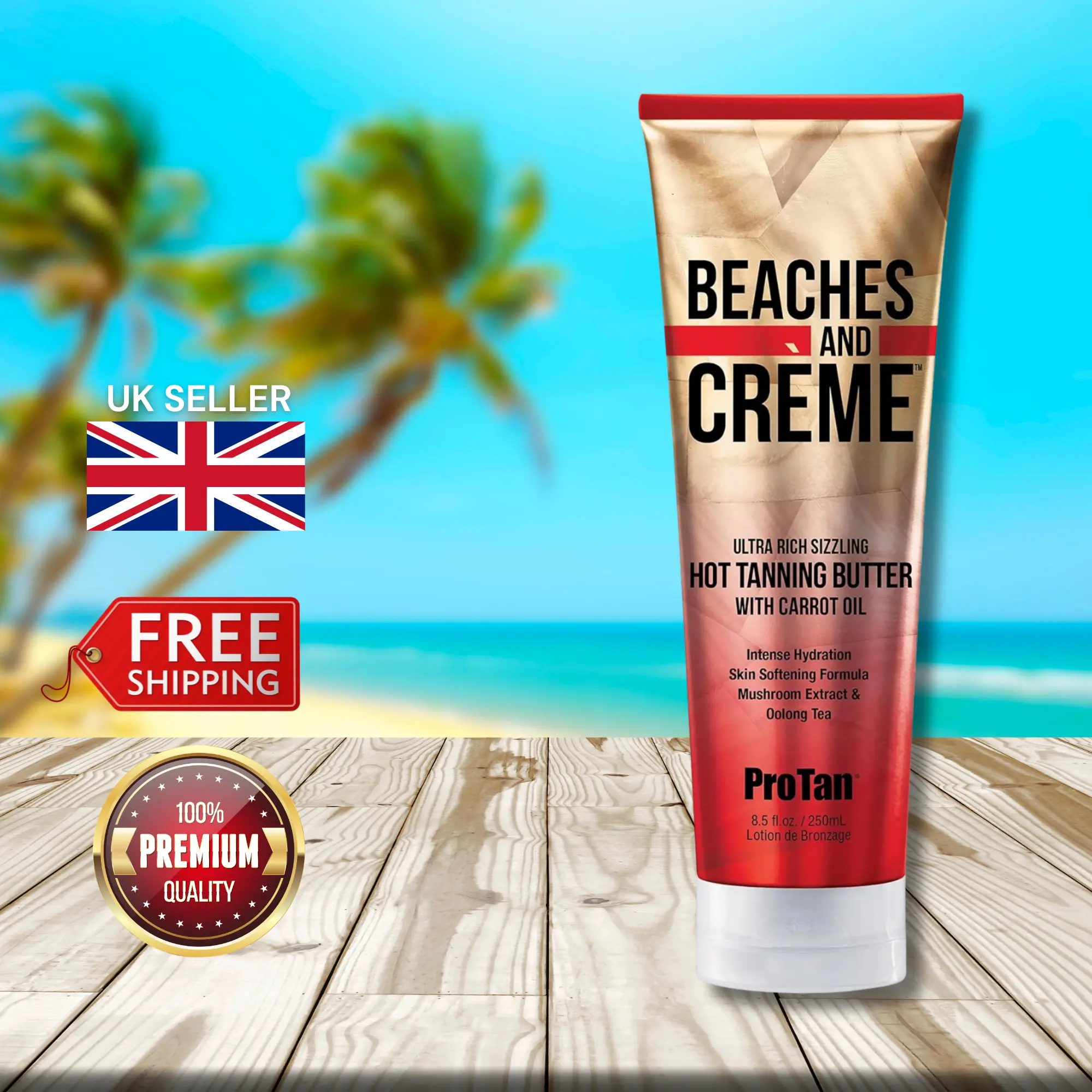 Pro Tan Beaches and Crème Ultra Rich Sizzling Butter Hot Tanning Butter with Carrot Oil 250ml