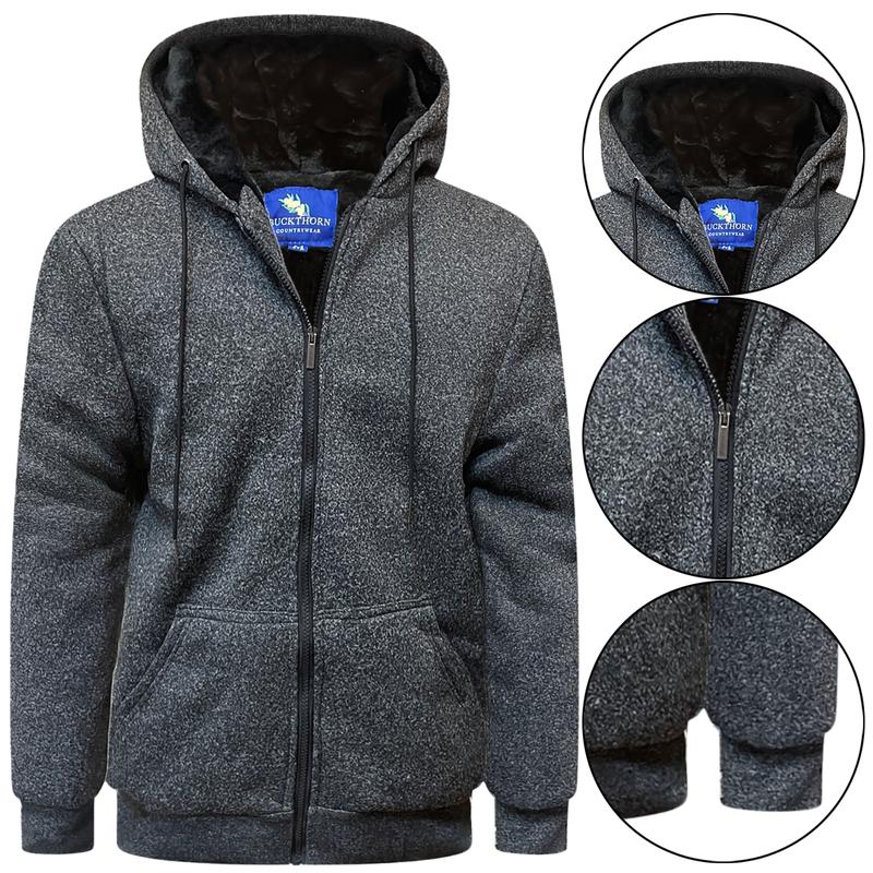 Mens Fur Lined Fleece Sherpa Borg Hooded Winter Padded Jacket Zip Up Thick Hoodie Casual Menswear 2