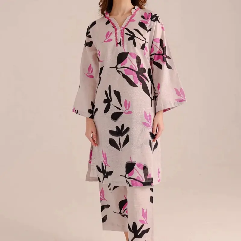 SilayiPret Light Khaddar Printed 2PC Dress - PRT1012 Coconut White Kurta Casual