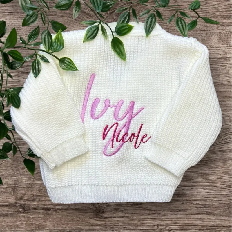 Dandelion Embroidered Personalised Name Cardigan