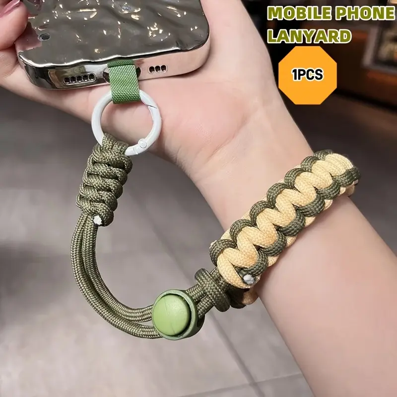 Chic Twist Rope Phone Lanyard - Durable Polyester, Anti-Loss Wrist Strap with Fashionable Pendant for Electronics Accessories, Mobile Phone, Hanging Decoration, Short Straps Band