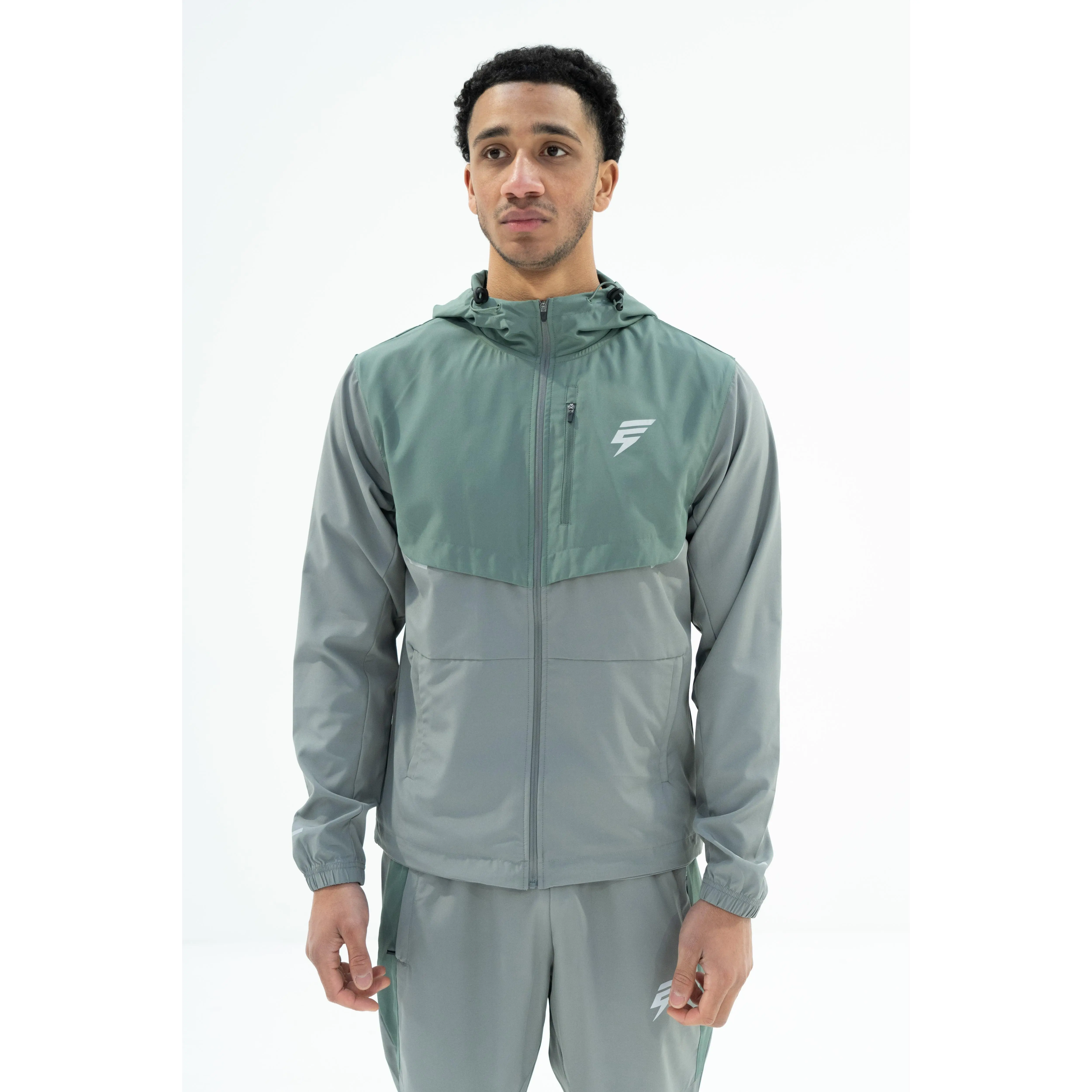 TRACK JACKET - LIGHT GREY/SAGE GREEN