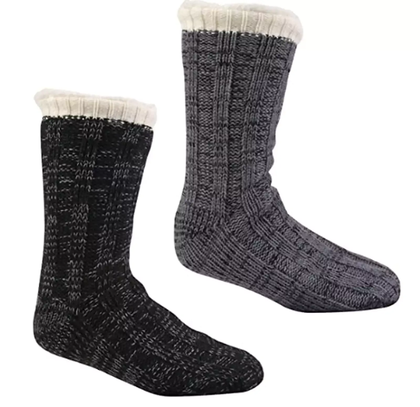 Men's Pierre Roche Sherpa Lined Cozy Lounge Slipper Socks with Anti Slip Bottom Grippers UK Size 6-11, MeansWear