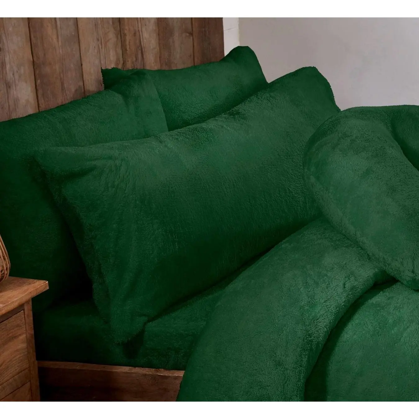 Forrest Green Teddy Fur Fleece Bolster Pillows - 3ft, 4ft6, 5ft