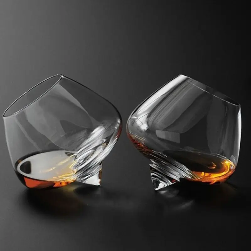 Rotate Top Wide Belly Whiskey Cocktail Drinking Wine Cup Tumbler Cone Bottom Bar Crystal Glasses Vaso Gafas Caneca Vidro Brandy 2