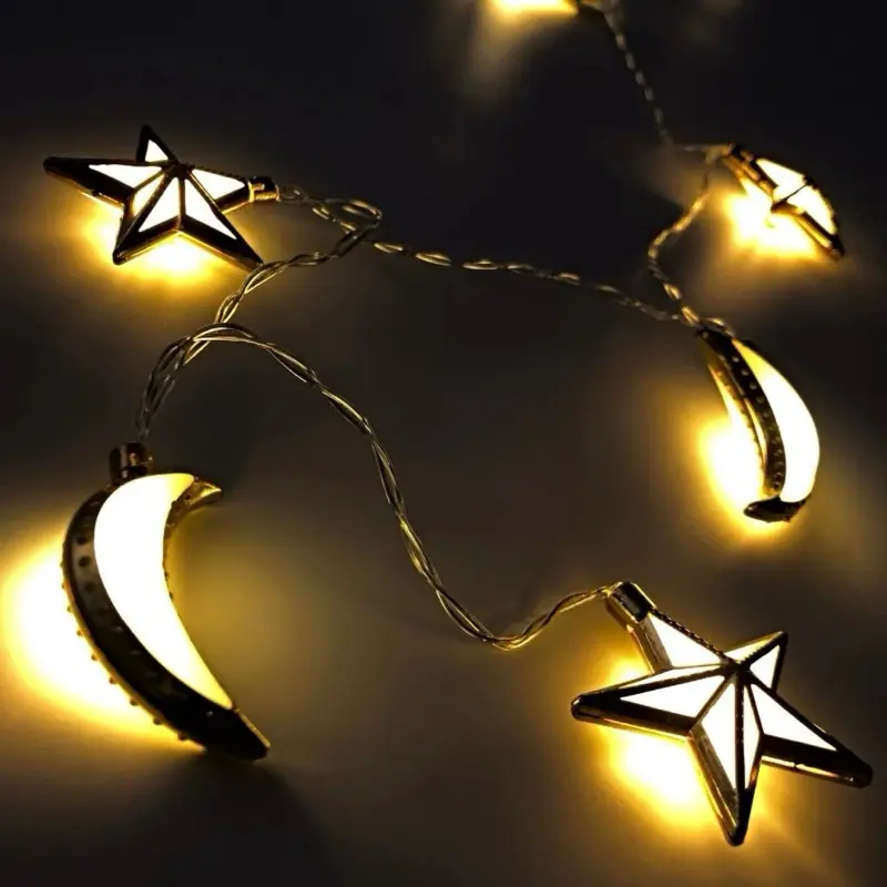 LED String Light for Ramadan Decorations - 3m/9.84ft Length, 20 PCS Moon and Star Lights