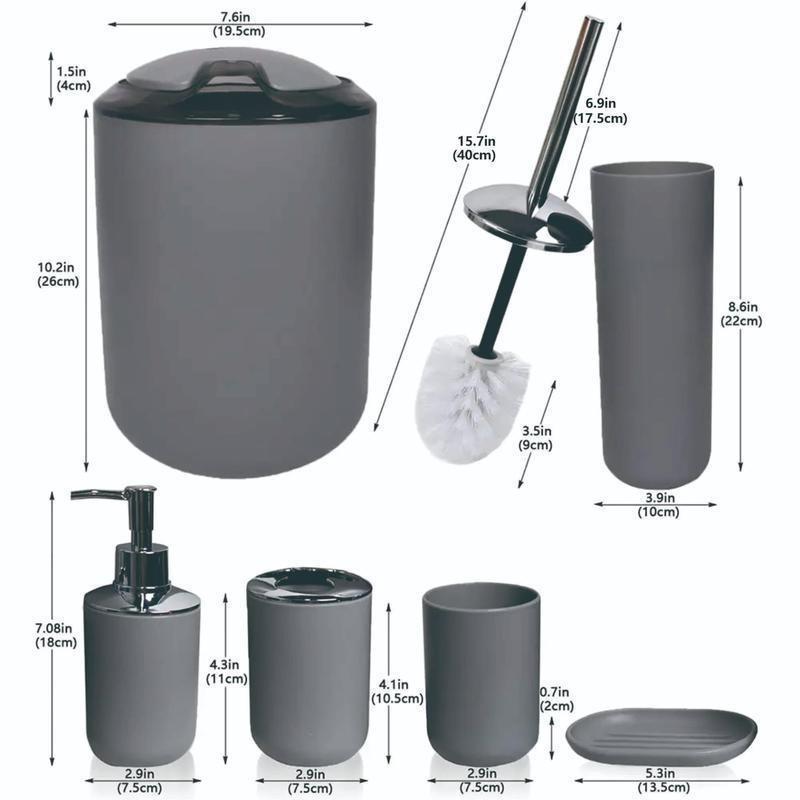 2025 New Hot Selling Models Minimalistic Bathroom Accessory Set, Soap Dispenser & Toothbrush Holder & Toothbrush Cup & Soap Dish Set, Bathroom Storage Tool Set For Now Home Gift Black 4