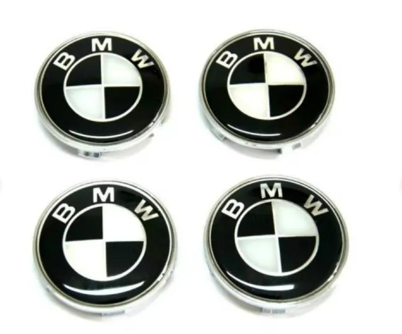 BMW Black & White Center Hub Alloy Wheel Caps 68mm Set Of 4 PCS 0