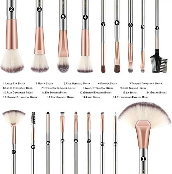 Makeup Brushes Ammiy Makeup Brushes Sets Professional 18 Pcs Make up Brushes Premium Synthetic Foundation Brushes Blending Face Powder Blush Eyeshadow Eyeliner Make Up Brush Kit with PU Leather Bag