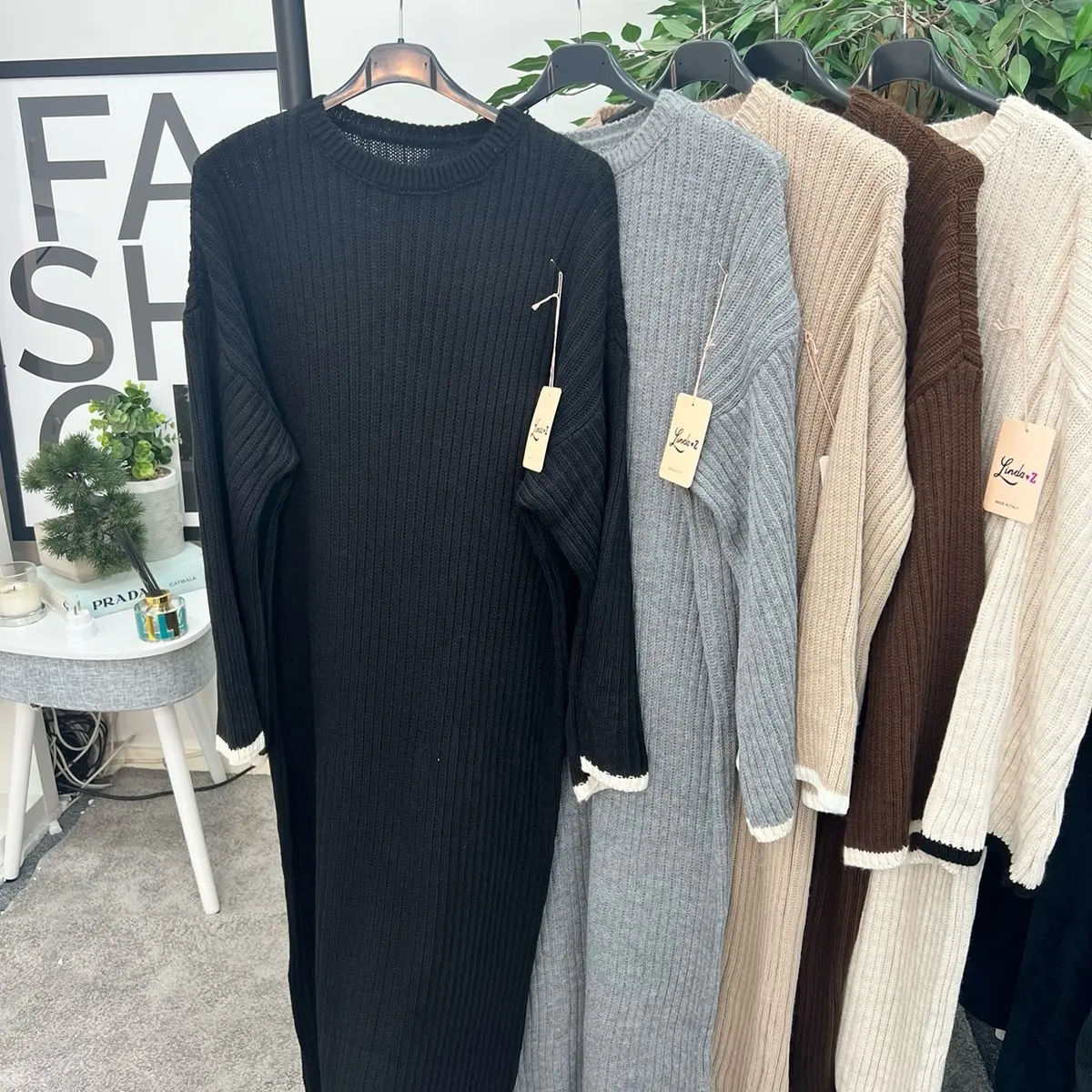 Border Sleeve Knitted Round Neck Maxi One size 6-18