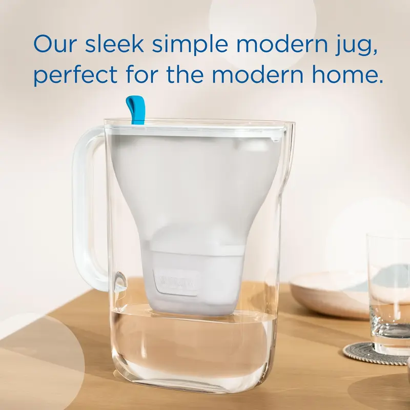BRITA Style Water Filter Jug Blue (2.4L) incl. 1x MAXTRA PRO All-in-1 cartridge - fridge-fitting design jug with smart LED-LTI and Flip-Lid 2