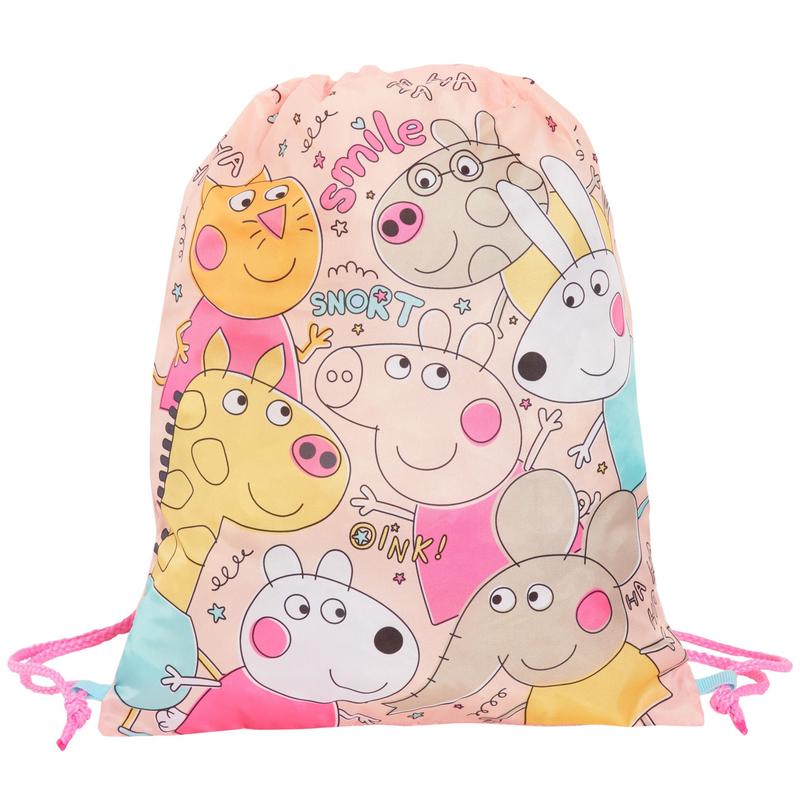 Peppa Pig Drawstring Bag Girls PE Kit Gym Bag Kids Trainer Swimming Bag Childrens School Nursery Backpack 2