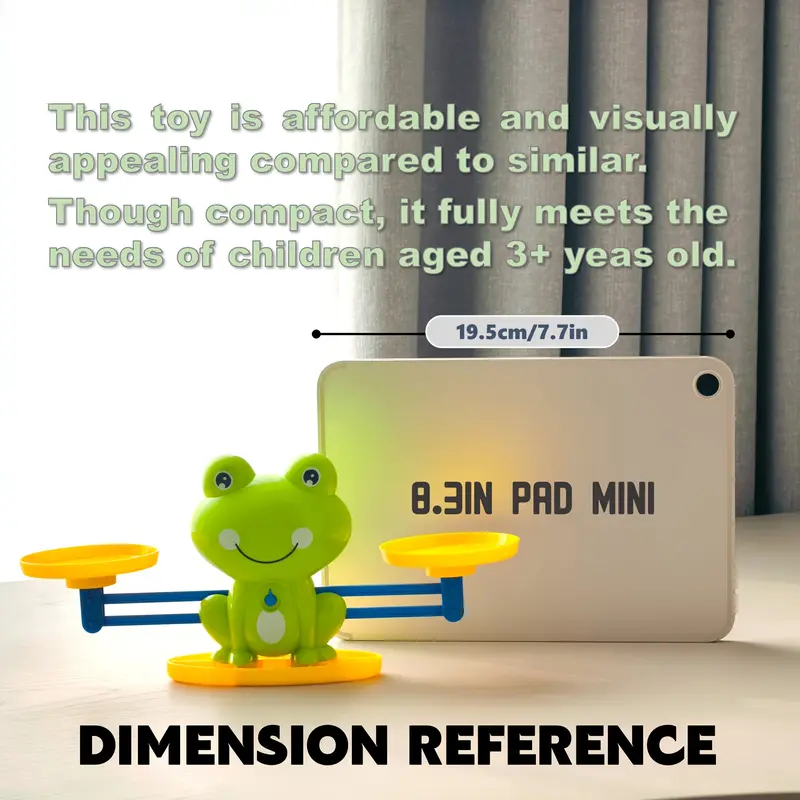 RISELDAJOR    Green Battery-Free Educational Frog Math Balance Toy, Ages 3-6, Featured with Numbers 2, 3, 6 and Guide Cards, Great for Improving Number Recognition and Balance Skills, Ideal for Thanksgiving & Christmas 6