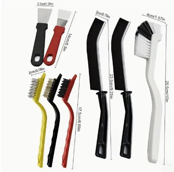 8pcs Multi-Function Cleaning Brush Set For Kitchen & Bathroom - Durable, Comfortable Reusable Household Tools / Steel Cleaner
