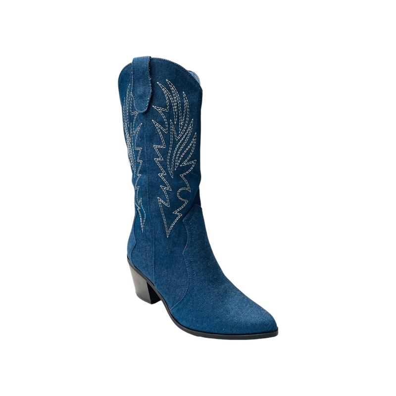 Embroidered 2 In 1 Cowboy Calf Length Boots 7