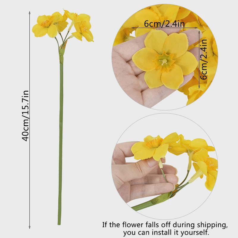 6pcs Artificial Narcissus Flower Bouquet Home Garden Room Desktop Fake Flower Decoration Wedding Festival Party Daffodil Decor Decorative Fruit 5