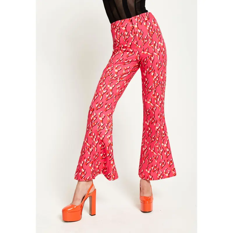 House Of Holland Pink Flame Clashing Colours Flared Trousers 2