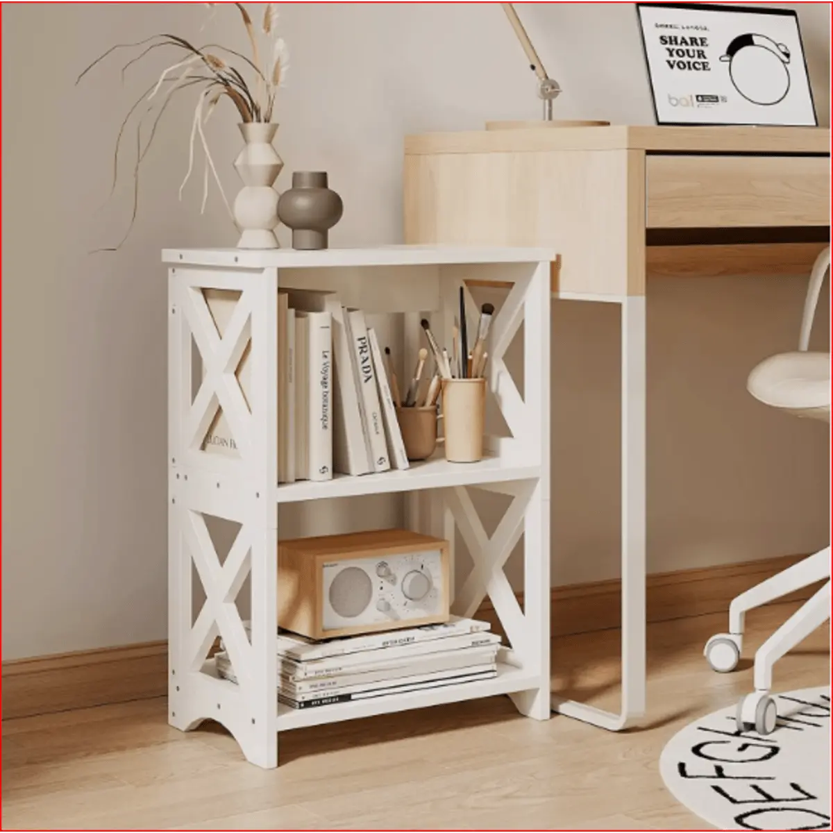 White Bedside Table Cabinet Side End Table for Home Bedroom