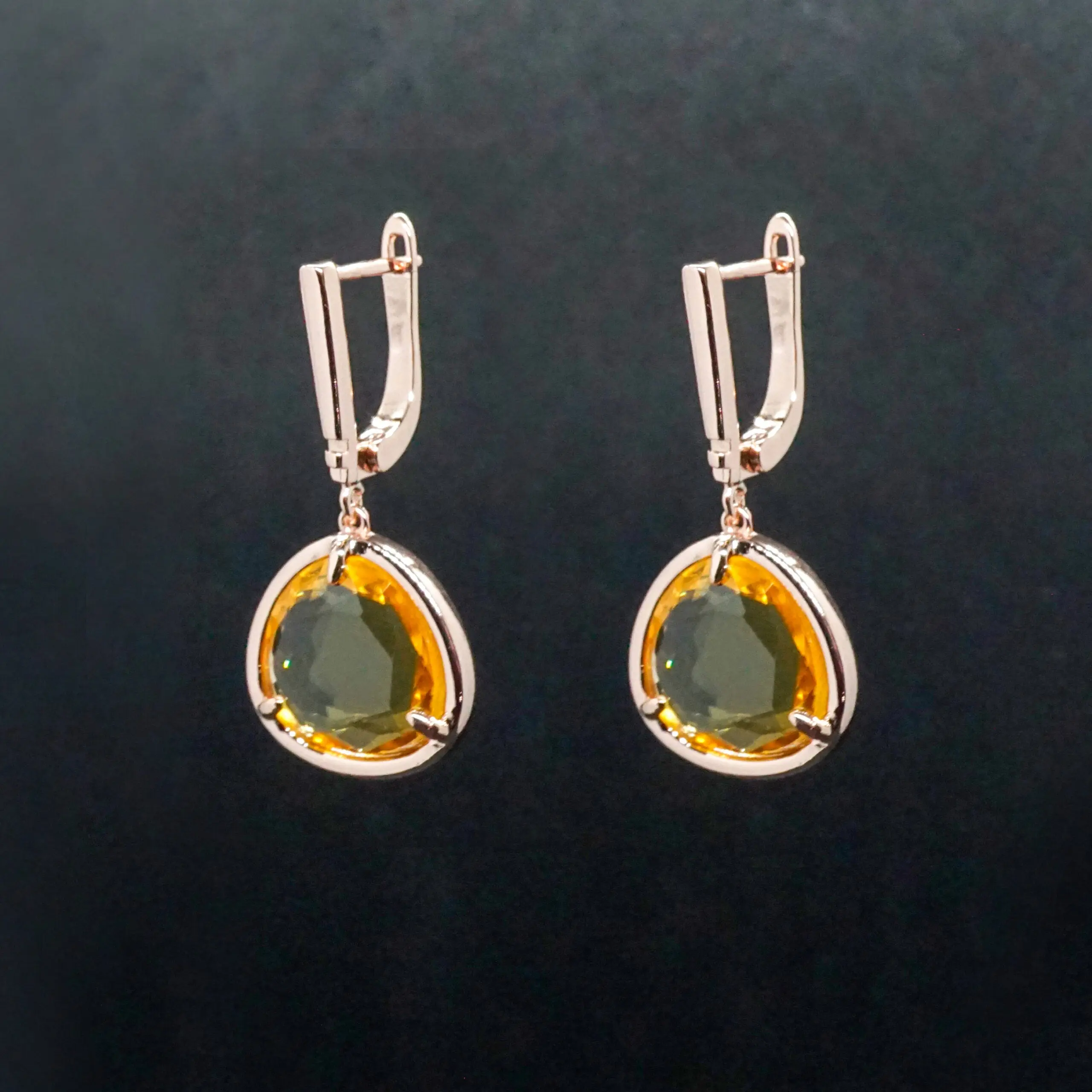 Adriana X - Rose Gold Triangular Drop Earrings