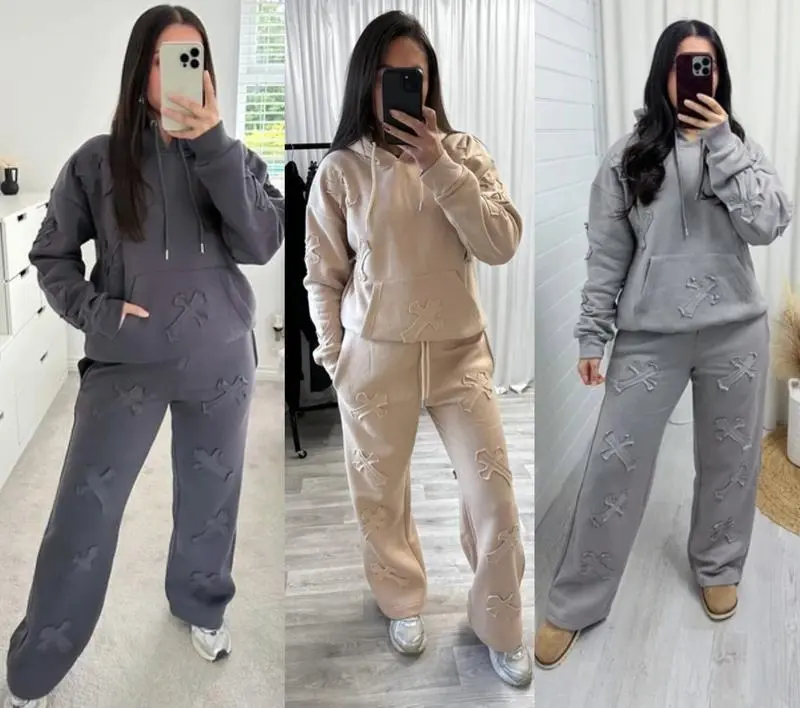 H.O.A Women's Ladies Tracksuit With Bubble Puffed Up Cross Detail Loungewear (Multi)