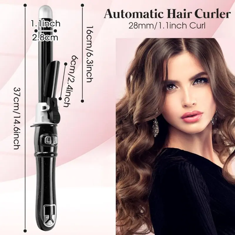 【Arrival in 2-3 days Summer Sale】2025 Newest Automatic Curling Wand Rotating Curling Iron, Professional 28mm/1.1 Inch Hair Curler Hair Styling Irons Fast Heating Wand for Medium/Long Hair Comfort 4
