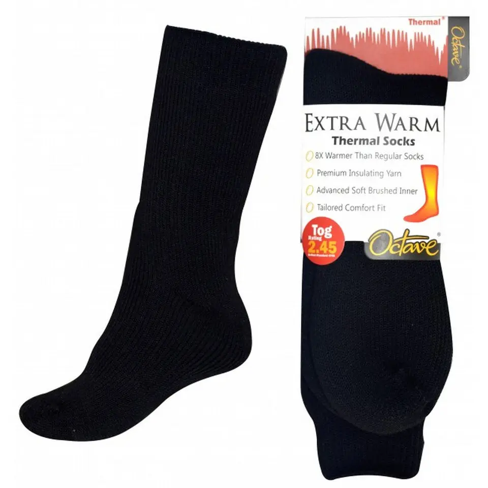 Octave® Mens Extra Warm Thermal Socks 2.45 Tog - Black