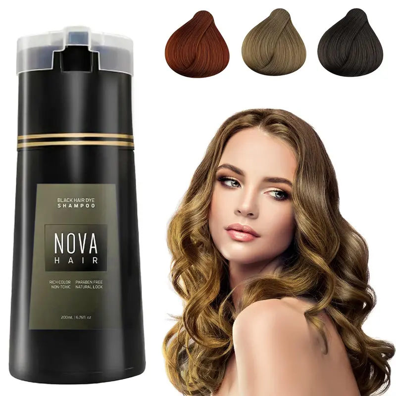 Hair Dye Shampoo,Nova Hair Instant Dye Shampoo,Nova Hair Dye Shampoo 3 in 1, for Men &amp; Women (Light Brown) 0