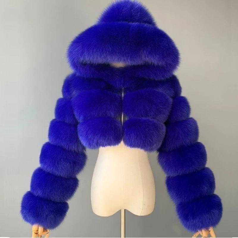 Genzi Furry Cropped Faux Fur Coat With Hood 7