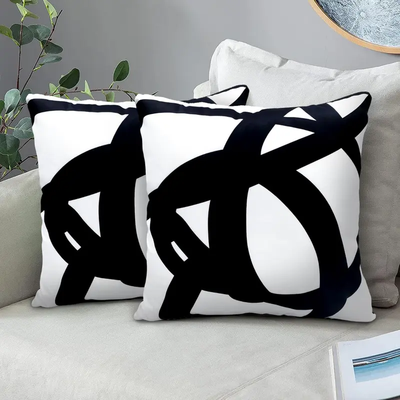 Set of 2 Black and White Boho Pillow Covers - Abstract Art Throw Pillow Covers - Decorative Pillowcase for Sofa Couch Bed Home Outdoor 3