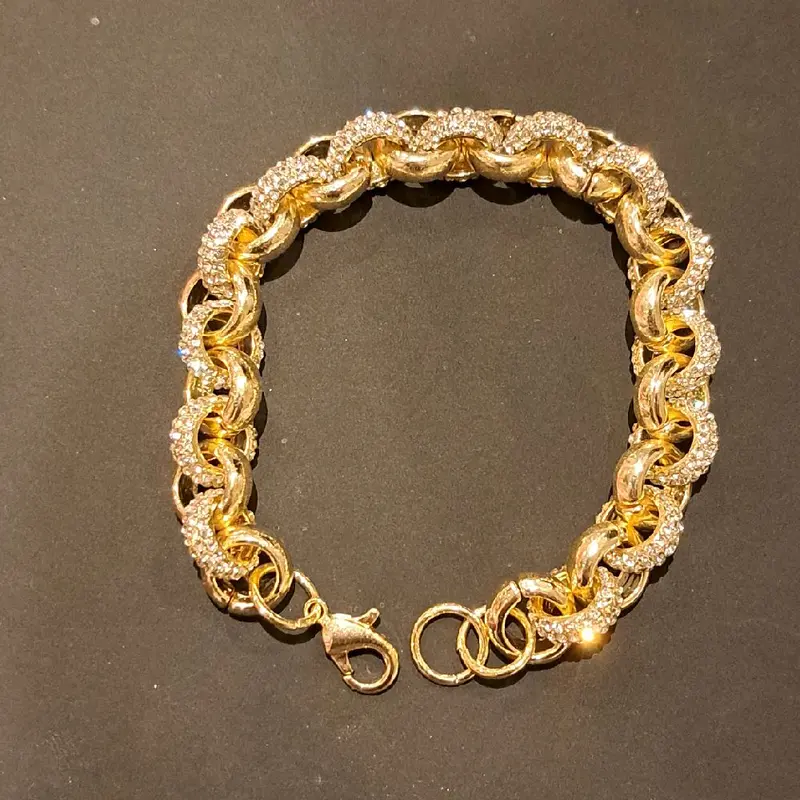 10mm Iced Belcher Bracelet - Gold or Silver Plated, Stainless Steel 1