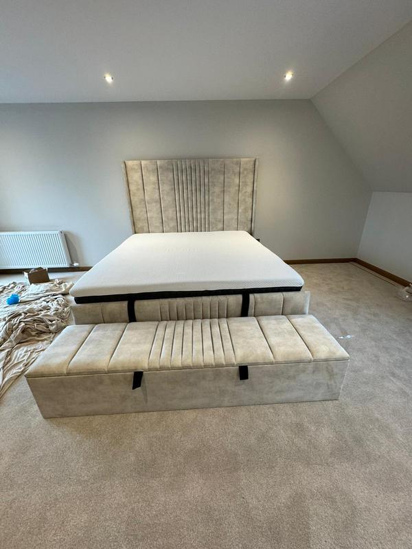 Aria Wing Back Bed With Matching Ottoman Box 1