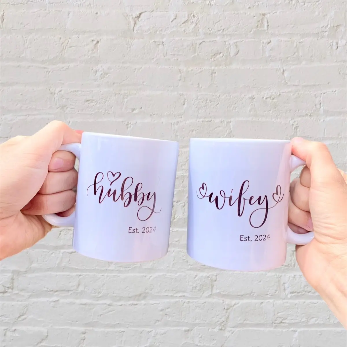 Wifey & Hubby mugs, newlywed gifts, wedding gifts for bride and groom, wedding anniversary mugs