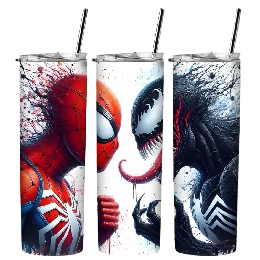 Spider-Man and Venom Tumbler - Perfect for Your Morning Drinks - Cup, Drinkware Bottle Water Bottles Beverage Mug
