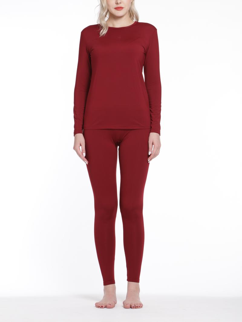 Product Introduction of Seamless Thermal Underwear Set, Long Sleeve Crew Neck Tops & Pants, Women's Loungewear & Underwear 0