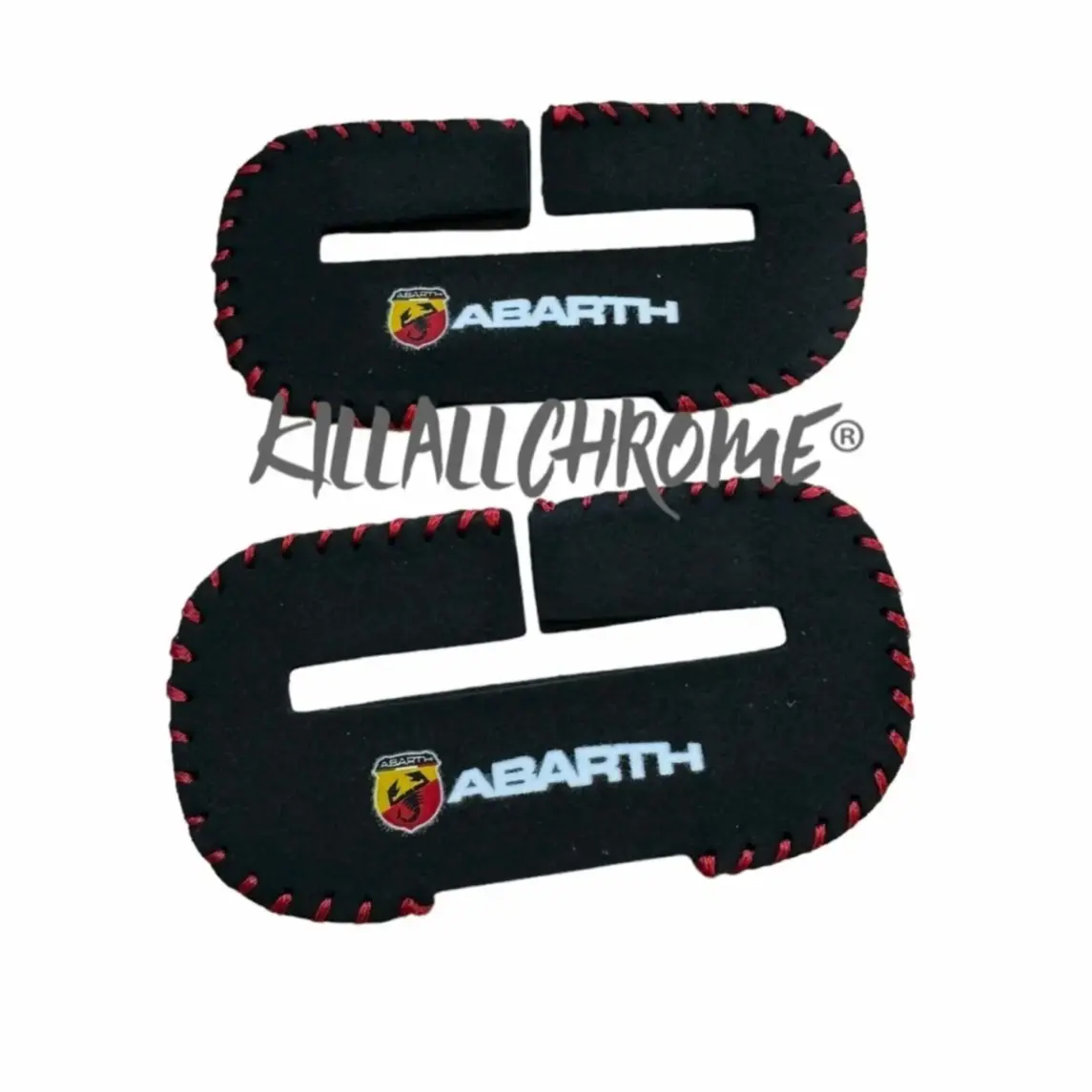 KillAllChrome Seat Belt Buckle Pad Abarth Black or Red - Car Seat Accessories