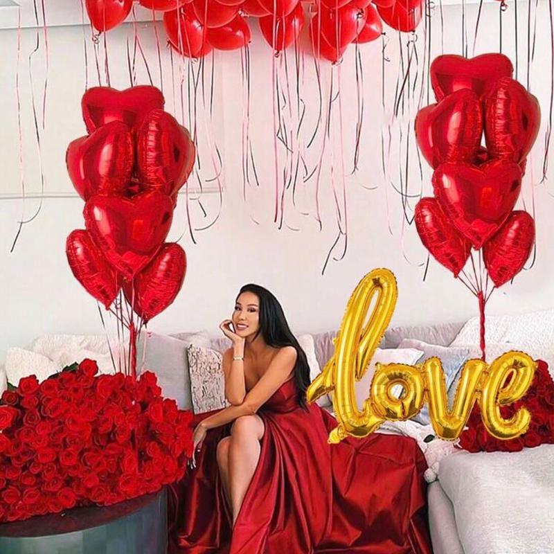 634pcs/Set Valentine's Day/Anniversary Balloons, "Happy Anniversary" &"Love" &Heart Balloons & Rose Petals, Suitable For Valentine's Day, Anniversary, Proposal, Engagement, Birthday, Romantic Decor, I Love You Confession, Valentine's Day Prop Decorations 4