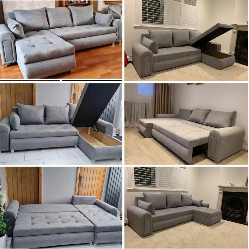 Relax Berlin Sofa Bed with double Storage Light Grey 2