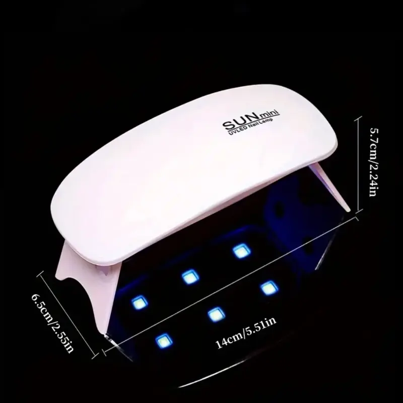 Portable Mini Nail Lamp with 6 UV/LED Beads - Pink & White, USB Powered, Foldable Design for Gel Polish Drying - Nail Art, Nail Care Cosmetic Cutics Manicure 3