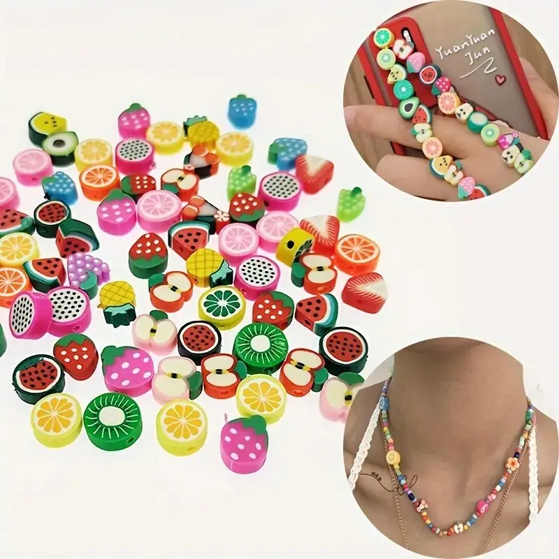 100pcs Mixed Fruit Polymer Clay
