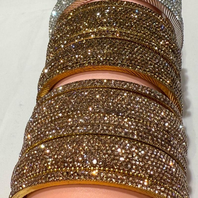 SB16 Mix Diamond Diamante Bangles Bracelets Stone  Bridal Party Wear Fancy Indian Pakistani Jewellery Multi Colour All Sizes Gold 3