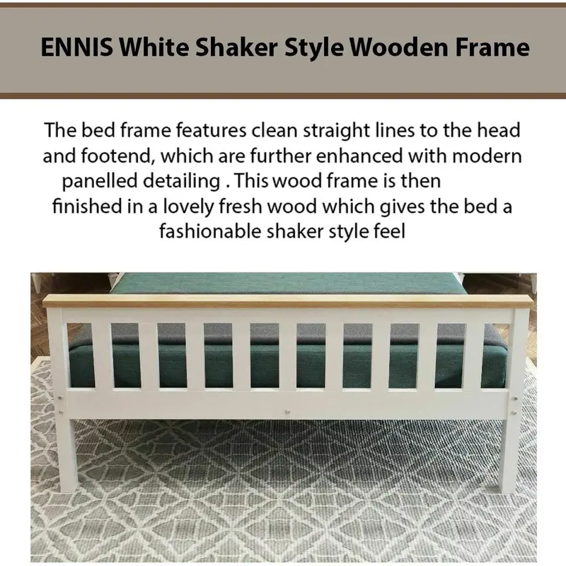 Shaker white wooden double bed & sprung mattress 3