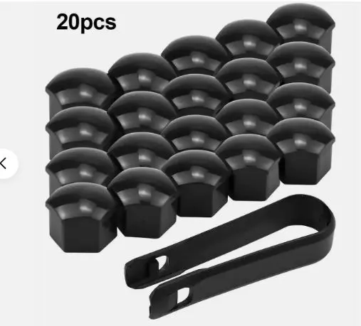 20X Black Wheel Nut Caps Bolt Covers FOR Audi VW Vauxhall Bmw 17mm Universal UK 0