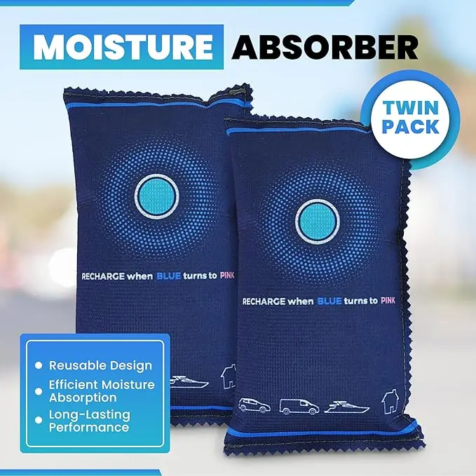 2 x 350g Car Dehumidifier Bag | Moisture & Damp Absorber for Windscreens & Interior | 100% Leakproof, Reusable Dashboard Dehumidifier & Condensation Remover 3