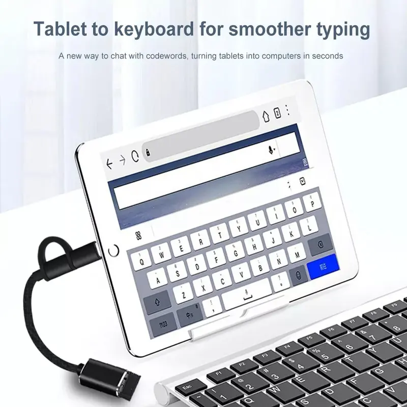 2 in 1 USB 2.0 Super Fast Data Transmission, 2 in 1 OTG Cable Type C And Micro USB To USB2.0 Data Transfer Adapter For Samsung, Phone, Tablet, USB-C + MICRO TO USB Connector 2 In 1 OTG For Transfer Data From USB To Phone UK Mobile Accesories dongle iphone 1