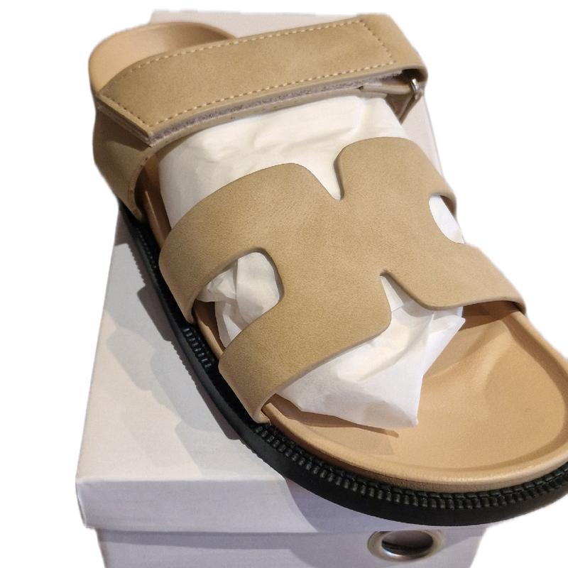 Womens Fashionable Casual Plain Soft Sole Flat Sandals, 2024 1 pair Casual Beach Slide Sandals, Lightweight Comfortable Open toe Adjustable Strap Shoes Girl Footwear Summer Walking Shoes Design Parent 1