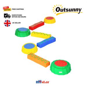 Outsunny 8 PCS Kids Stepping Stones Balance Beam w/ Non-Slip Surface and Bottom, Stackable Stepping Stones for Toddler. A low design, preventing kids from falling. Recommended for ages 3-6 years.