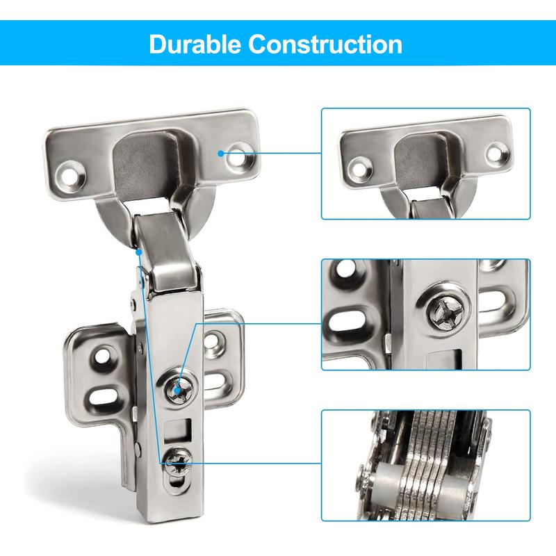 GoDyna 10Pcs Cabinet Hinges with 35 mm Screw 110 Degree Closing Hinge Cover Hinge Nickel-Plated for Kitchen Cabinet Wardrobe Door Bathroom 5