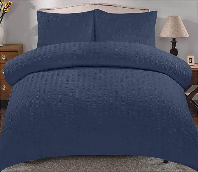 Seersucker Duvet Quilt Cover with Pillow cases Non Iron Bed cover   soft pink 9
