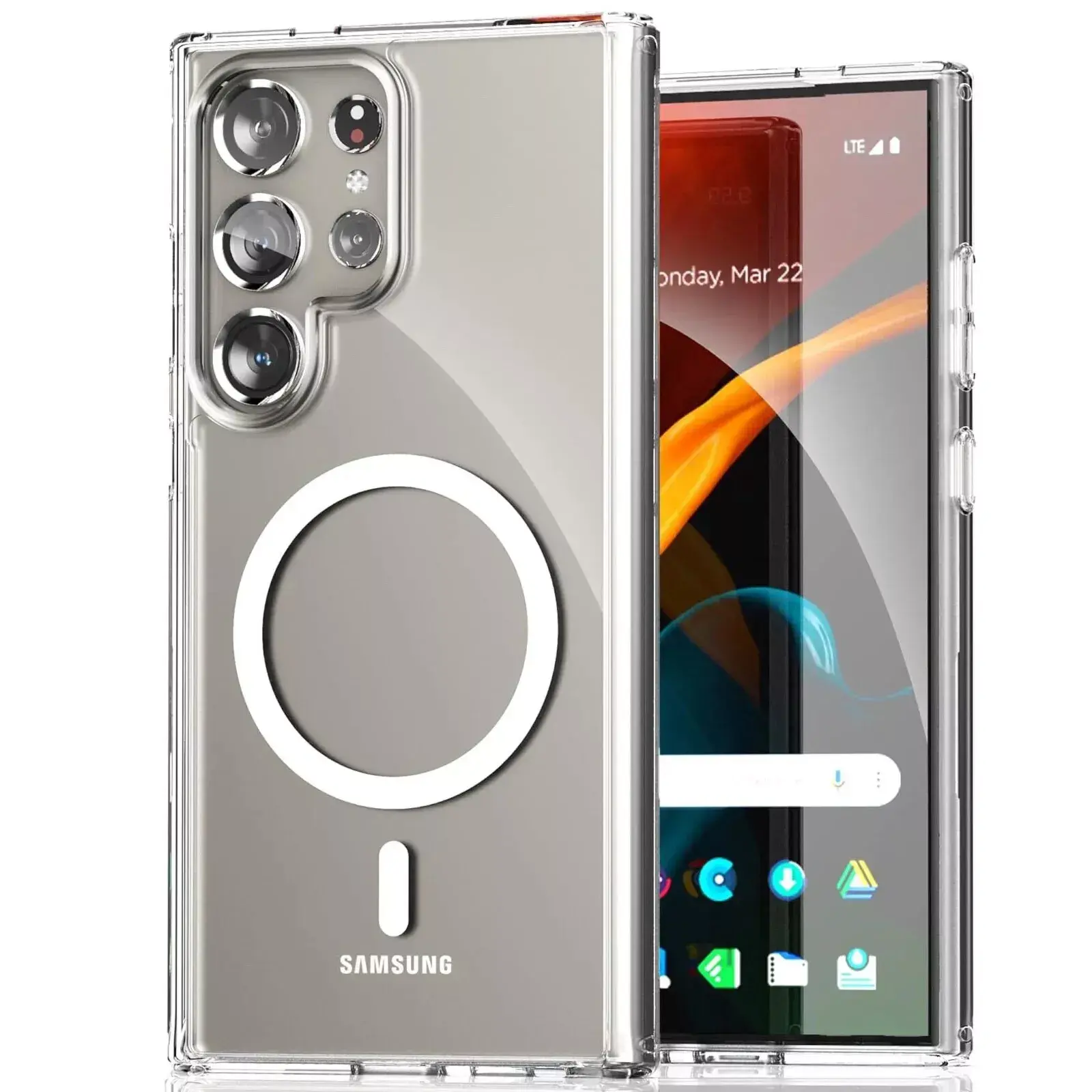 Shockproof Clear MagSafe Case For Samsung Galaxy S24 S23 S22 S21 Plus Ultra FE Accessories Crystal Protection Transparent